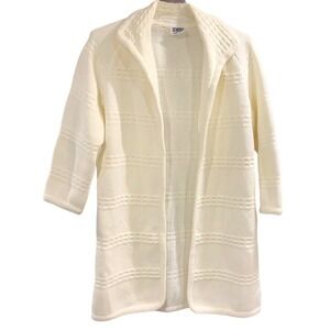 Vintage Zado of California creamy white long line open collared‎ cardigan Large